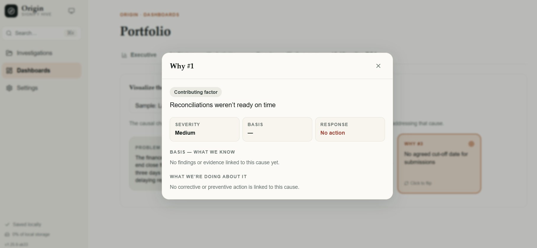 Origin screen